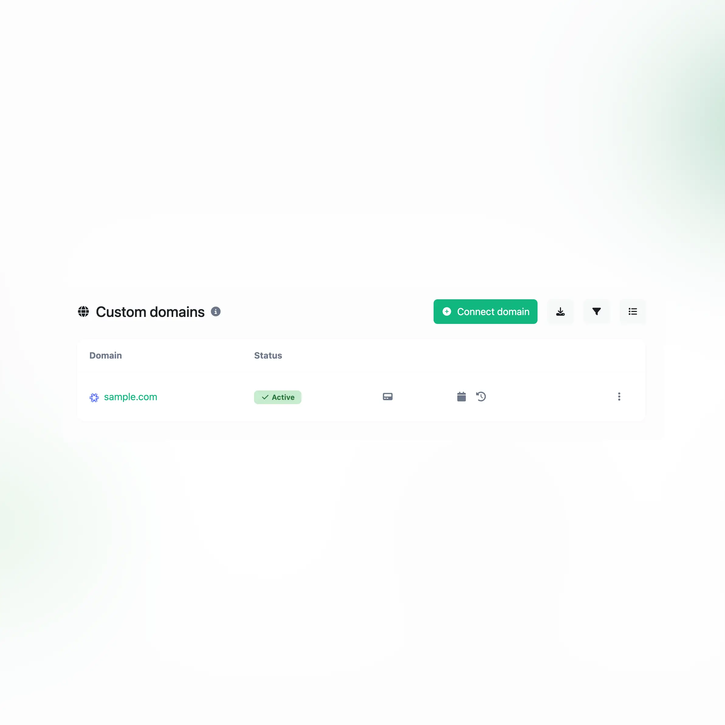 Captura de tela dos domínios personalizados do aplicativo para link de códigos JS de pixel personalizado